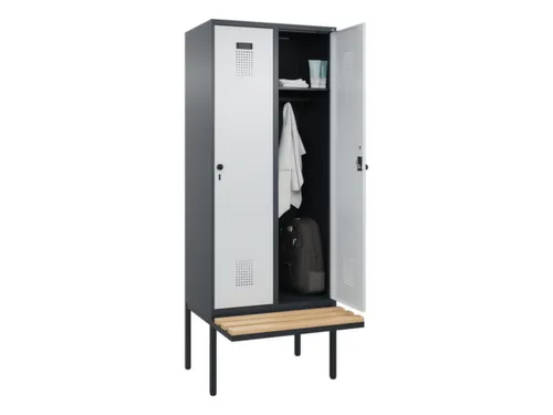 locker met bank,HxBxD 2120x800x815mm,2vak,vak B 400mm,draaigrendel