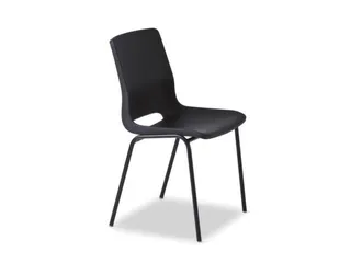 Kunststof kuipstoel,4voeten zwart,zitting PP charcoal - 2