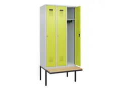 locker met bank,HxBxD 2120x900x815mm,3vak,vak B 300mm,cilinderslot