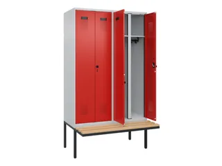 locker met bank,voor scheiding van kleding,HxBxD 2120x1200x815mm,4vak - 1