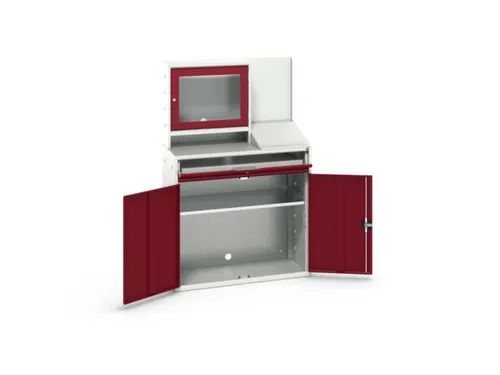 pc-kast monitorvak 1650x1050x550mm toetsenbordblad RAL7035+RAL3004
