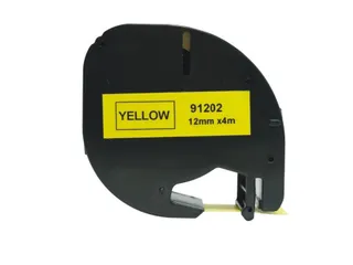 Labeltape Dymo Compatible Letratag 91202 12mm Zwart Op Geel - 1