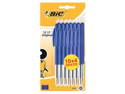 Balpen Bic M10 medium blauw blister à 10+4 gratis