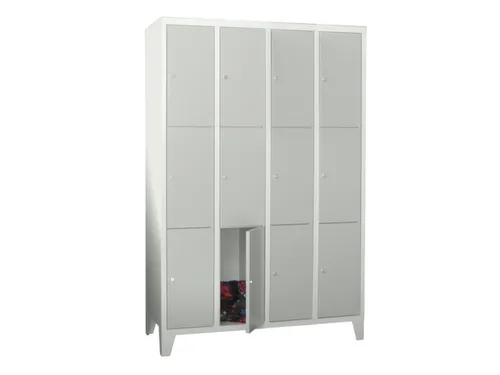 lockerkast,HxBxD 1850x1600x500mm,4x3vakken,RAL7035,front RAL7035
