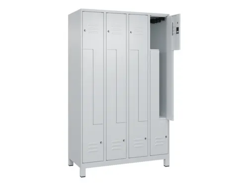 Z-garderobekast,HxBxD 1950x1200x500mm,vak B 150/300mm,cil.-slot,voeten