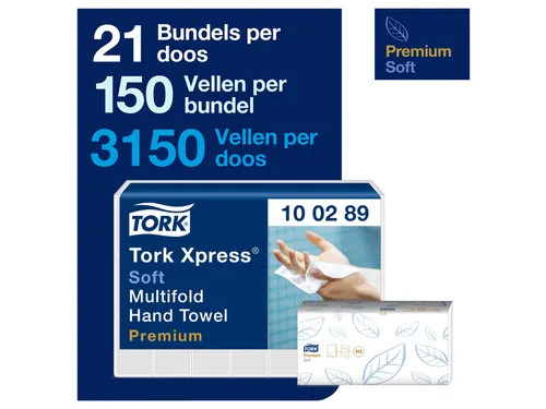 Tork 100289 Xpress Handdoek Premium H2 I-vouw Soft 2-laags 21x150st