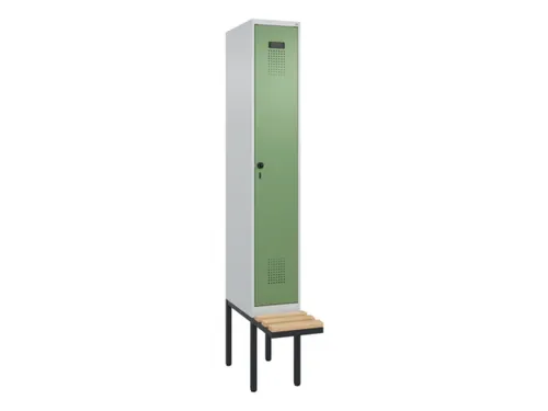 locker met bank,voor scheiding van kleding,HxBxD 2120x300x815mm,1vak