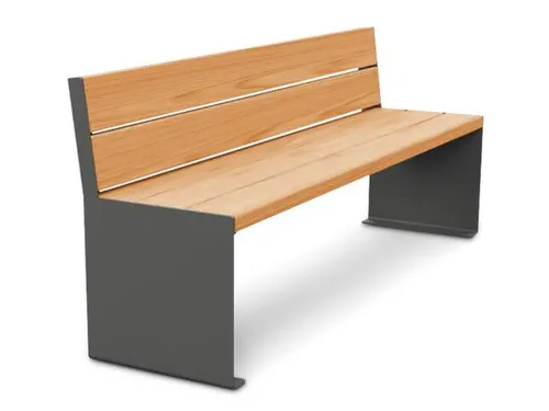 zitbank B 1800mm 3latten zitting licht eikenhout H 450mm staal grijs