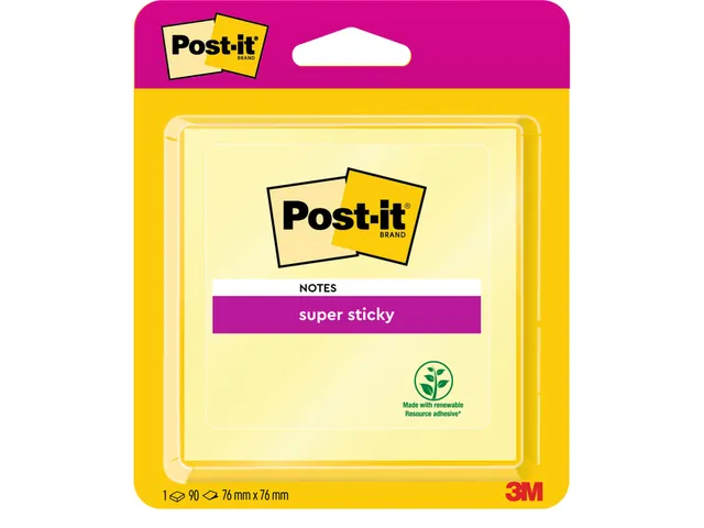 Memoblok Post-it 6920 Super Sticky 76x76mm geel