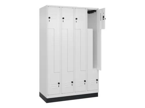 Z-garderobekast,HxBxD 1950x1200x500mm,vak B 150/300mm,draaigrendel