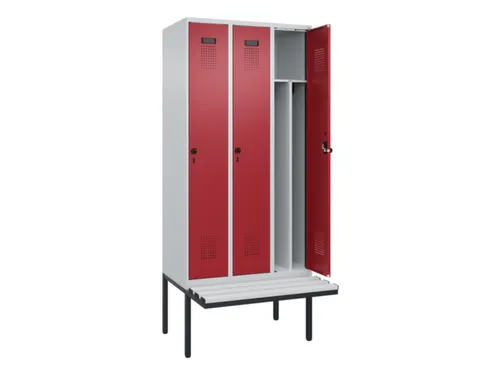 locker met bank,voor scheiding van kleding,HxBxD 2120x900x815mm,3vak