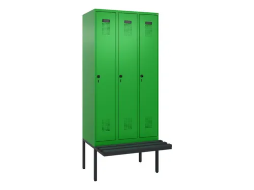 locker met bank,HxBxD 2120x900x815mm,3vak,vak B 300mm,draaigrendel