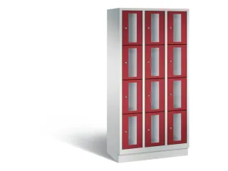 Lockerkast 1800x900x500mm 3x4 vakken Cilinderslot, Sokkel, RAL3003 - 2