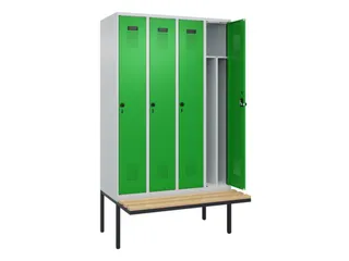 locker met bank,voor scheiding van kleding,HxBxD 2120x1200x815mm,4vak - 1