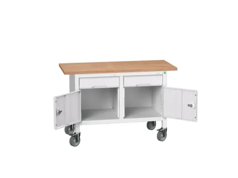 werkbank,HxBxD 830x1250x600mm,multiplexblad,uitrusting: 2laden,2kasten