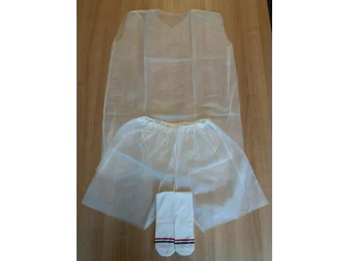 pp non woven ondergoedset, wit (hemd short, katoenen sokken XL) 1/
