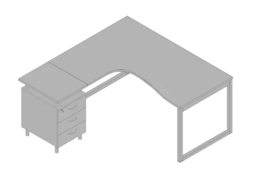 Bureauset Bureau Staand Ladeblok Links 730x1600x1650mm Grijs Zilver