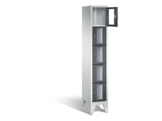 Lockerkast 1850x320x500mm 1x5 vakken Cilinderslot Poten, RAL7021 - 1