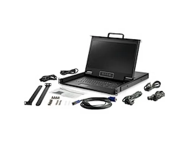 1-Port KVM Console 17 inch HD LCD Rack 1U USB QWERTY Keyboard