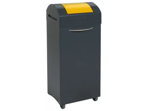 Afvalbak 75 Liter 840x380x320mm Plaatstaal 2 Wielen Klep Geel