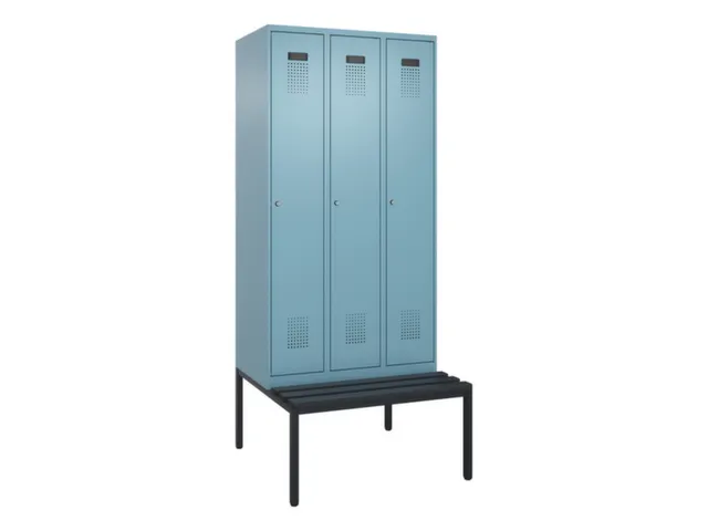 locker met bank,voor scheiding van kleding,HxBxD 2120x900x815mm,3vak