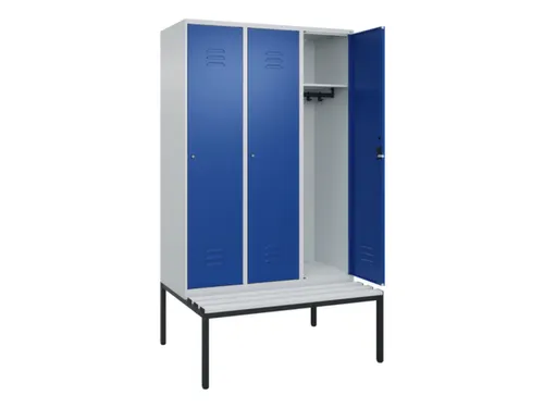 locker met bank,HxBxD 2120x1200x815mm,3vak,vak B 400mm,cil.-slot