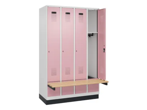 locker met bank,HxBxD 1950x1200x815mm,4vak,vak B 300mm,cilinderslot