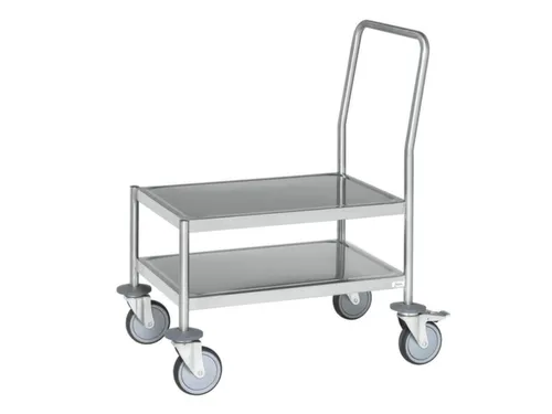 RVS duwbeugelwagen,draagverm. 200kg,laadvl. LxB 980x475mm,RVSplaat