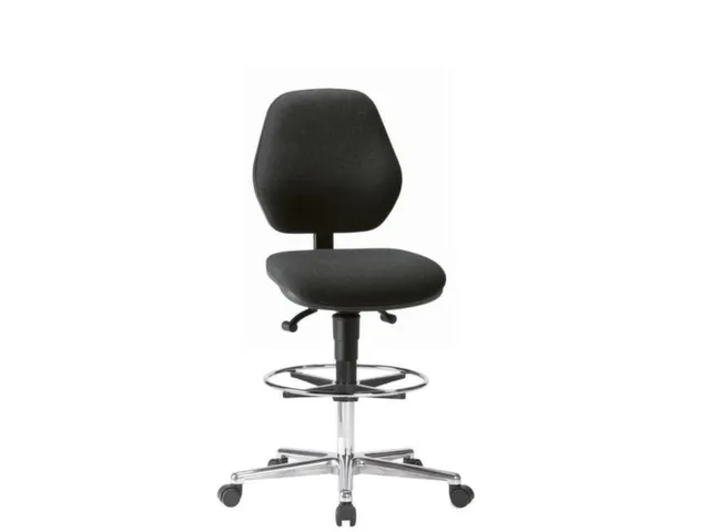 Werkplaatsstoel Zitting Stof Zwart 650-900mmx460x440mm wielen voetring