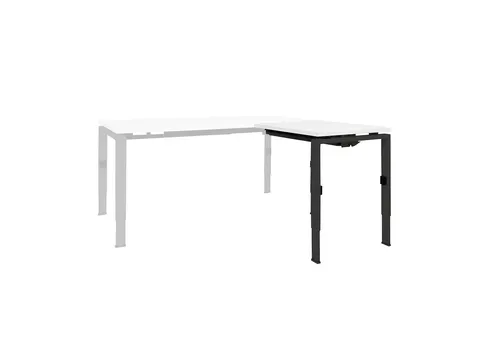 Bureau Linesto N4 aanbouwtafel 120x60cm krijtwit 25mm zwart