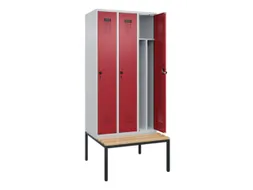 locker met bank,voor scheiding van kleding,HxBxD 2120x900x815mm,3vak