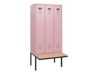 locker met bank,HxBxD 1950x900x815mm,3vak,vak B 300mm,cilinderslot - 2