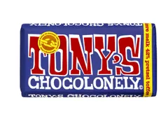 Chocolade Tony's Chocolonely reep 180gr donker melk pretzel toffee