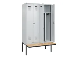 PBM-locker met bank,HxBxD 2120x1200x815mm,4vak,vak B 300mm