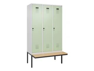 locker met bank,HxBxD 2120x1200x815mm,3vak,vak B 400mm,draaigrendel - 3