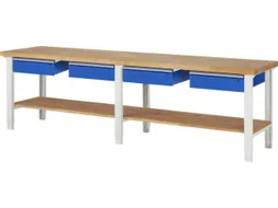 werkbank,HxBxD 790-1140x3000x700mm,beukblad,draagverm. 750kg