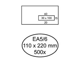 Envelop Quantore EA5/6 110x220mm Venster Rechts 30x100mm Wit Gegomd