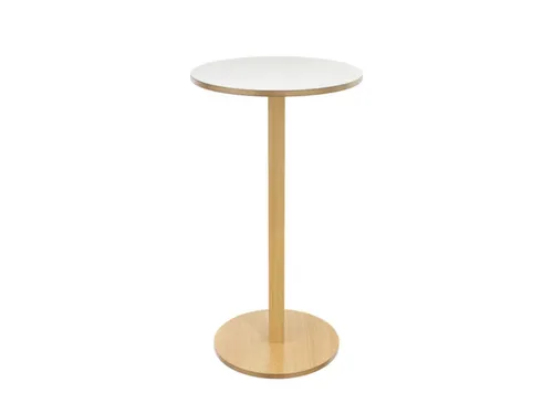 statafel,HxØ 1100x600mm,rond,schotelvoet natuur,blad wit