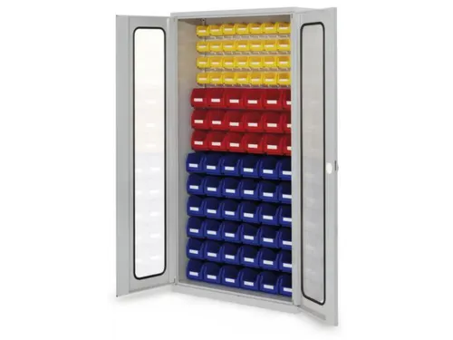 kast met sleufplaat m. bakken,HxBxD 1950x1000x410mm,86bakken PE