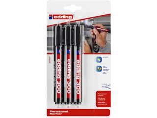 Viltstift edding 300 rond 1.5-3mm blister à 3 stuks zwart - 1