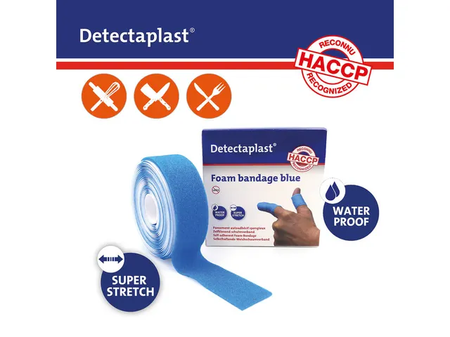 Pansement autoadhésif sans colle Detectaplast 3cm x 4,5m bleu