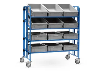 Bakkenwagen 2896 met 12 bakken 300kg 1200x658mm blauw - 2