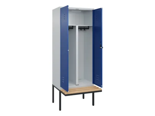 PBM-locker met bank,HxBxD 2120x800x815mm,2vak,vak B 400mm,draaigrendel