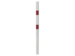 Afzetpaal Ronde Buis Ø 60Mm Om In Te Betonneren Platte Kop Wit/rood