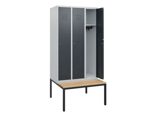 locker met bank,HxBxD 1950x900x815mm,3vak,vak B 300mm,cil.-slot