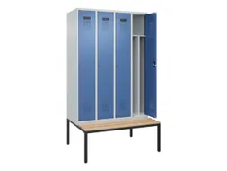 locker met bank,voor scheiding van kleding,HxBxD 2120x1200x815mm,4vak