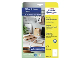 Etiket Avery Zweckform LR3478-10 210x297mm recycled Wit 10 stuks - 2