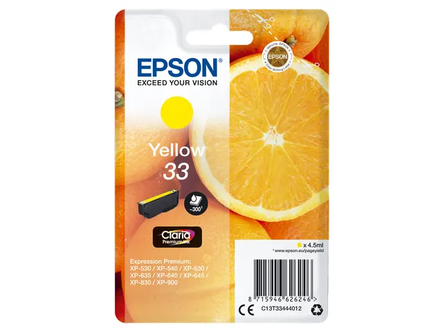 Singlepack Yellow 33 Claria Premium Ink