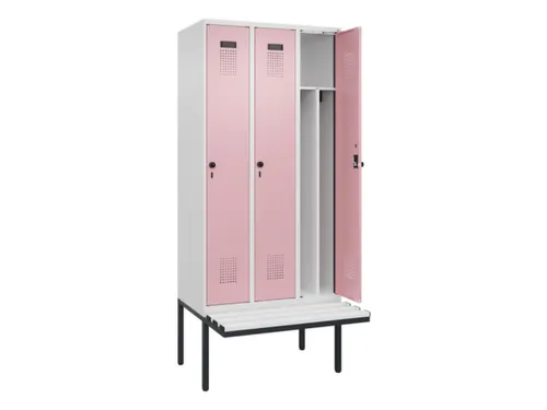 locker met bank,voor scheiding van kleding,HxBxD 2120x900x815mm,3vak