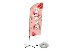 Horecavlag Alu Wind complete set Smoothies Watermeloen kruisvoet Zwart